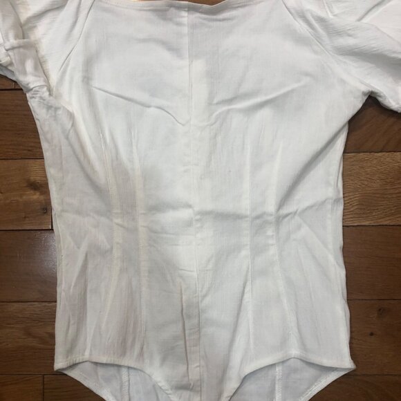 NWT Intimately Free People Not Basic Puff Sleeve Bodysuit Canvas White Sz L - Picture 8 of 10